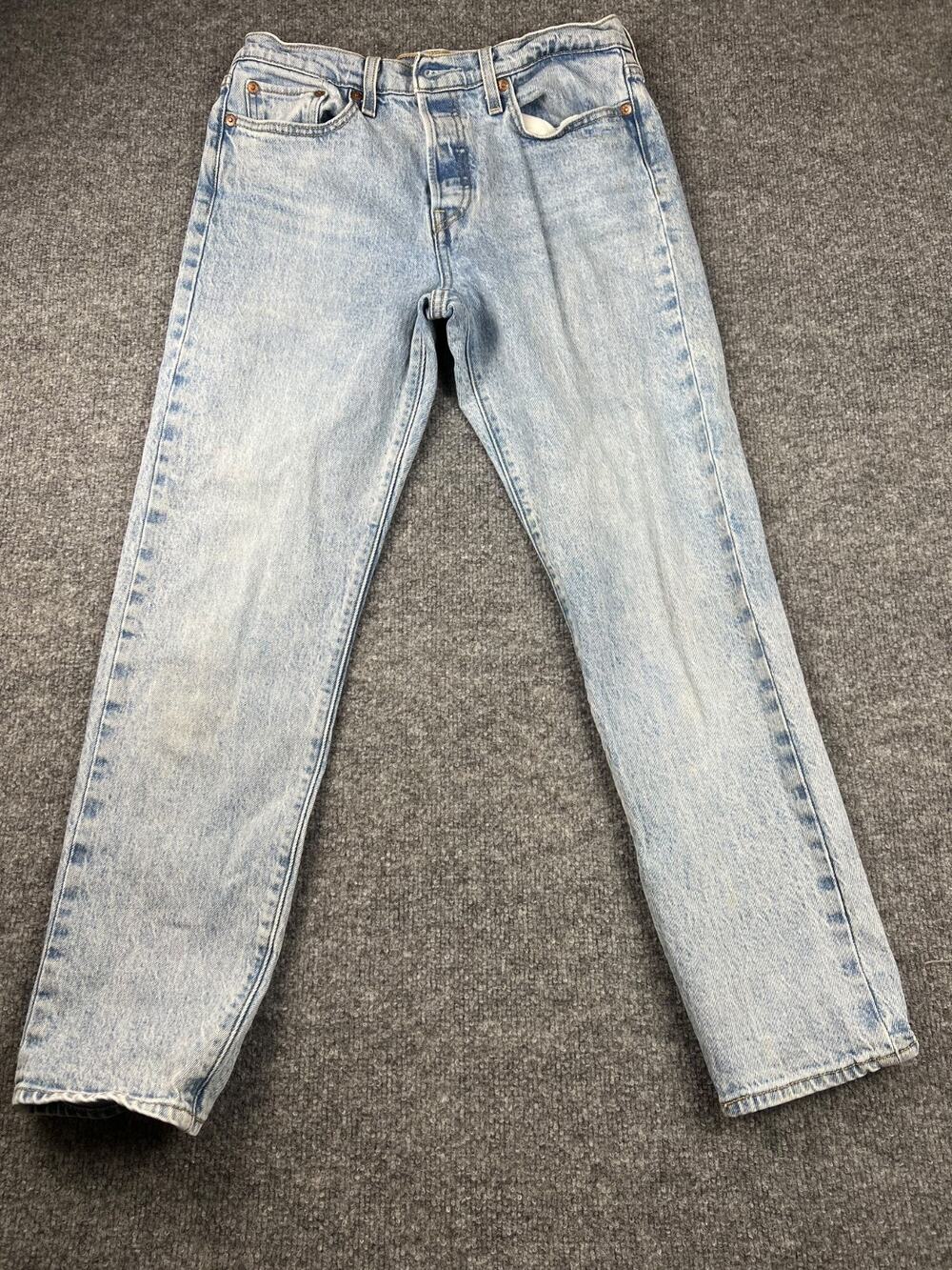 Levis Wedgie Straight Crop Jeans Womens 29 Blue Stretch Button Fly #828 - Picture 1 of 12